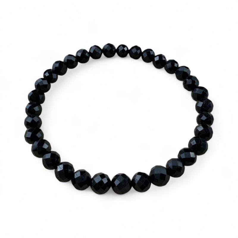 Bracelet Tourmaline Noire Facettée – 6 mm