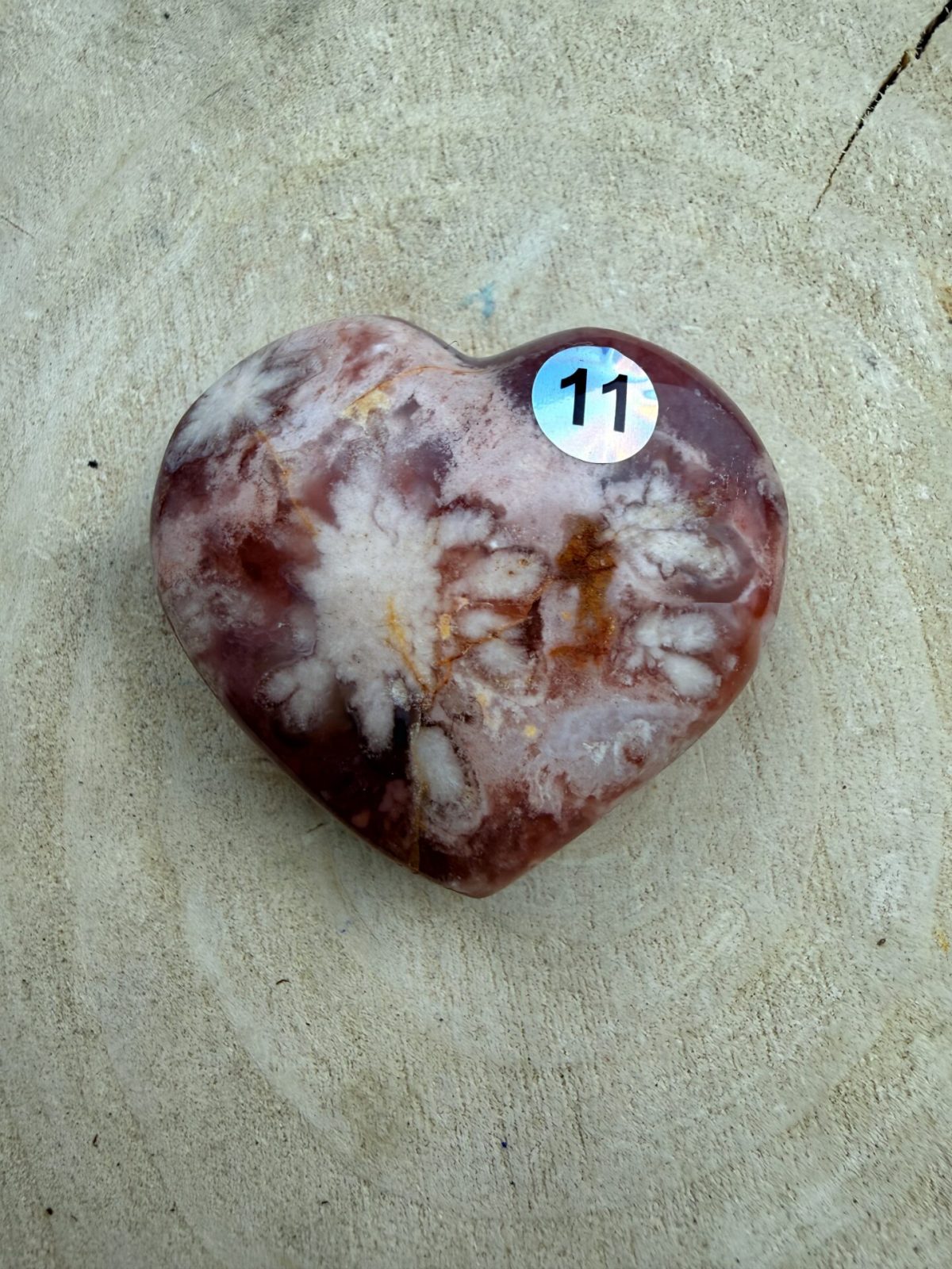 🌸 Cœur Agate Fleur de Cerisier | N°11 – 55 × 47 mm