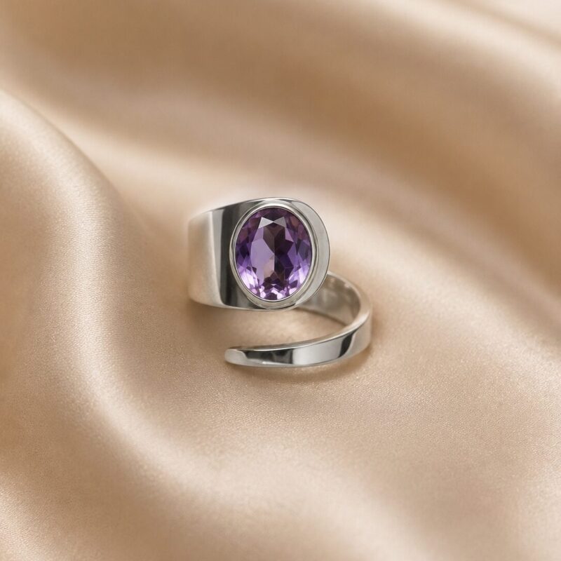Bague Améthyste Facettée Réglable – N°298